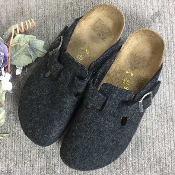 grey wool birkenstock sandals